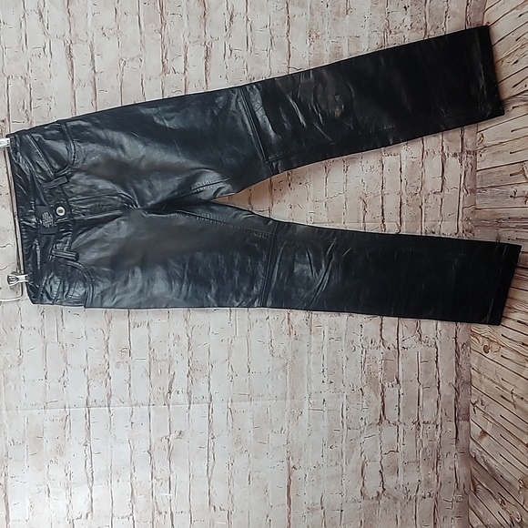Black leather riding motorcycle pants sz 12 four two nine